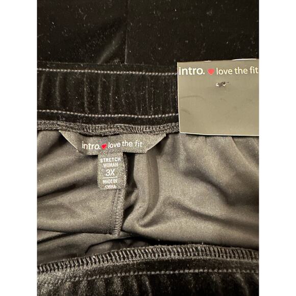 Intro Love The Fit Womens Black Velvet Pull On Relaxed Elastic Waist Pant 3X NWT - Picture 3 of 5